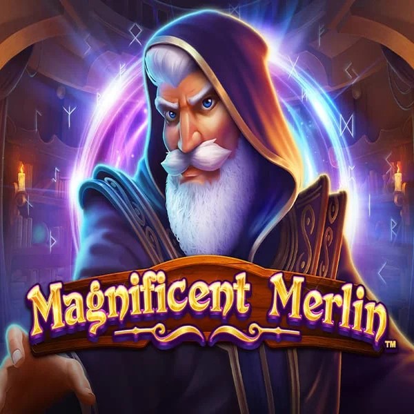 Magnificent Merlin slot logo by Greentube at Mega Riches Casino